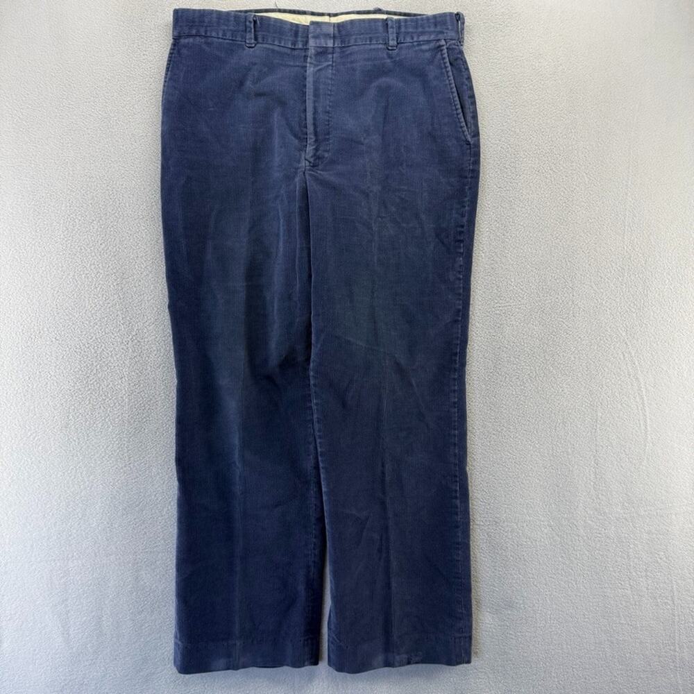 Vintage 70s Corduory Pants men's 36 FITS 34x29 Blue Straight Trousers Talon 70s